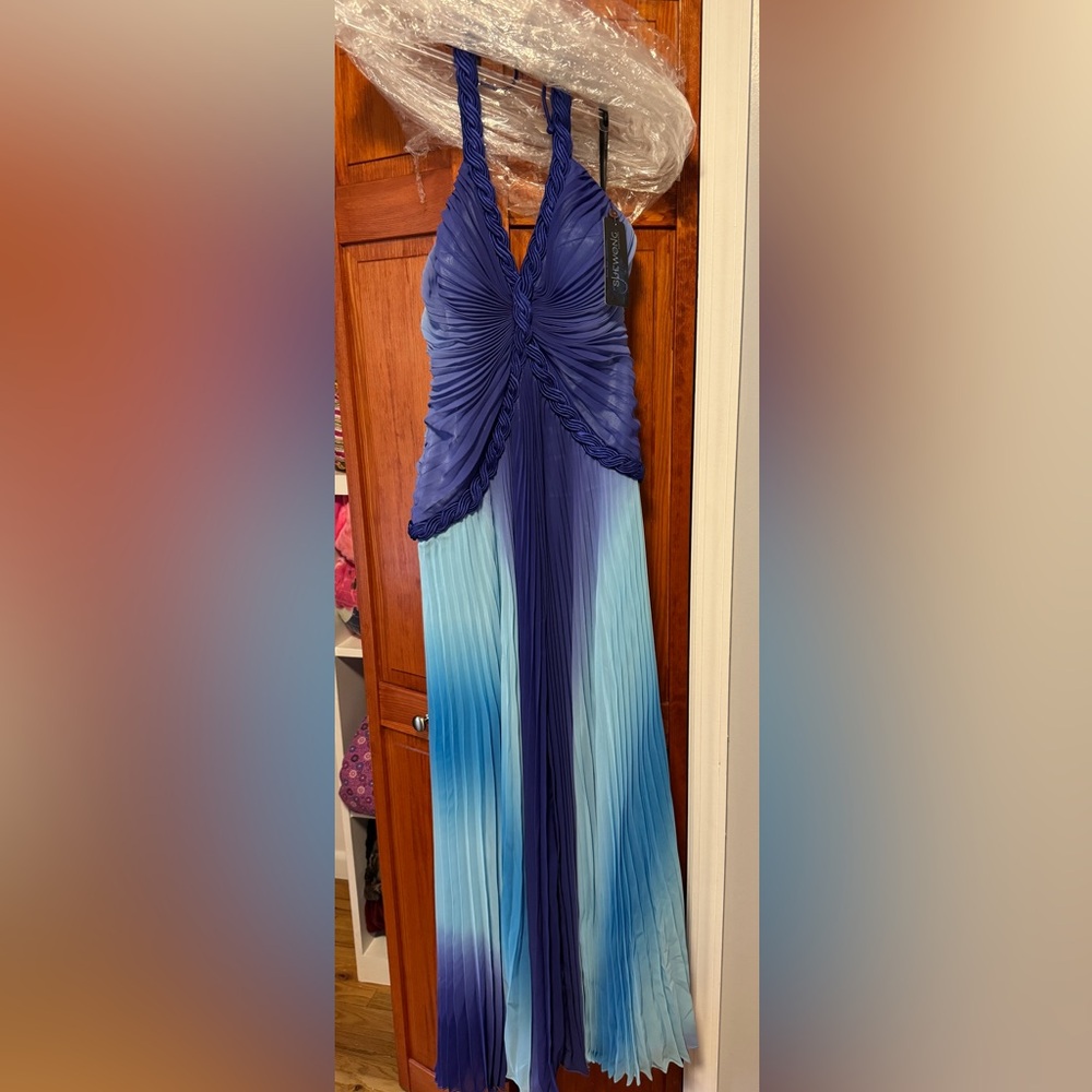 Sue Wong Blue/Purple Ombré Low Back Evening Dress/Gown. Size 10.